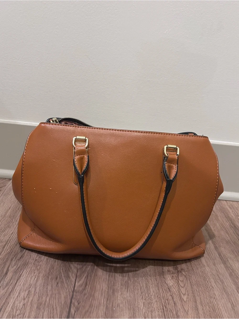 Women's Tan Satchel Handbag - Classic Structured Carryall